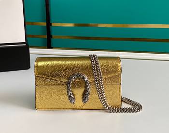 Forubags Gucci Dionysus Super Mini Gold Lamé Leather - 476432 – 16.5x10x4.5 cm