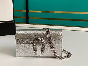 Forubags Gucci Dionysus Super Mini Silver Lamé Leather - 476432 – 16.5x10x4.5 cm