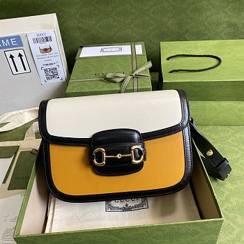 Forubags Gucci Horsbit 1955 Black/ White/ Yellow - 602204 – 25x18x8 cm