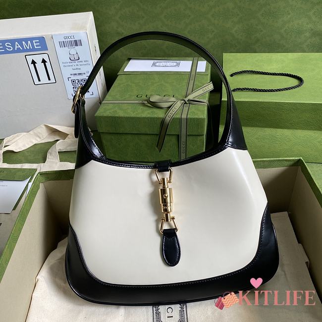 Forubags Gucci Jackie 1961 Shoulderbag Black/White Fight Leather - 636706 – 28x19x4.5 cm - 1