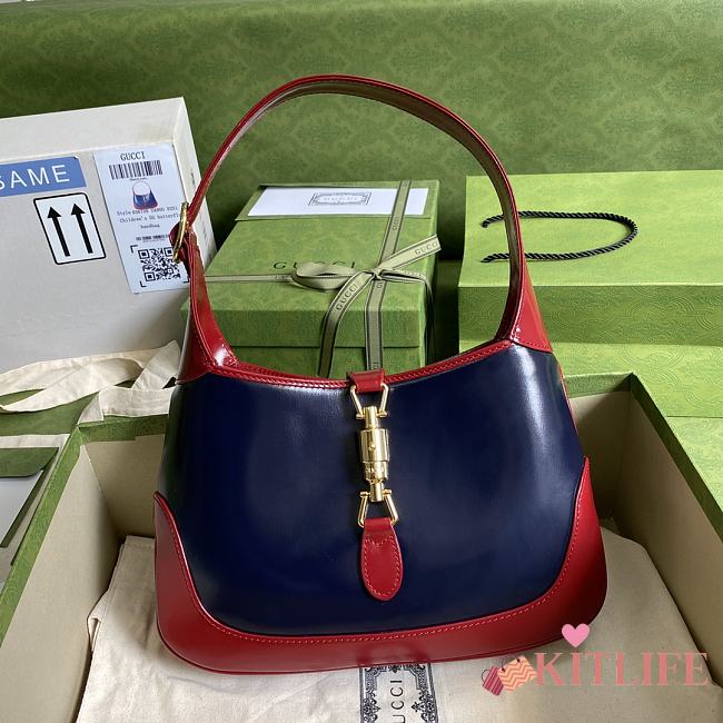 Forubags Gucci Jackie 1961 Shoulderbag Blue/Red Fight Leather - 636706 – 28x19x4.5 cm - 1