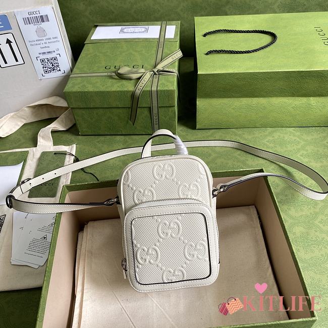 Forubags Gucci GG Embossed Mini Bag White Pressed Full Leather - 658553 – 11.5×17×4cm - 1