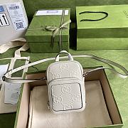 Forubags Gucci GG Embossed Mini Bag White Pressed Full Leather - 658553 – 11.5×17×4cm - 1