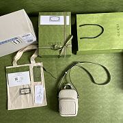 Forubags Gucci GG Embossed Mini Bag White Pressed Full Leather - 658553 – 11.5×17×4cm - 2