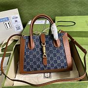 Forubags Gucci Jackie 1961 Medium Tote Bag Denim/Brown Leather - 649016 – 30x24x12cm - 1