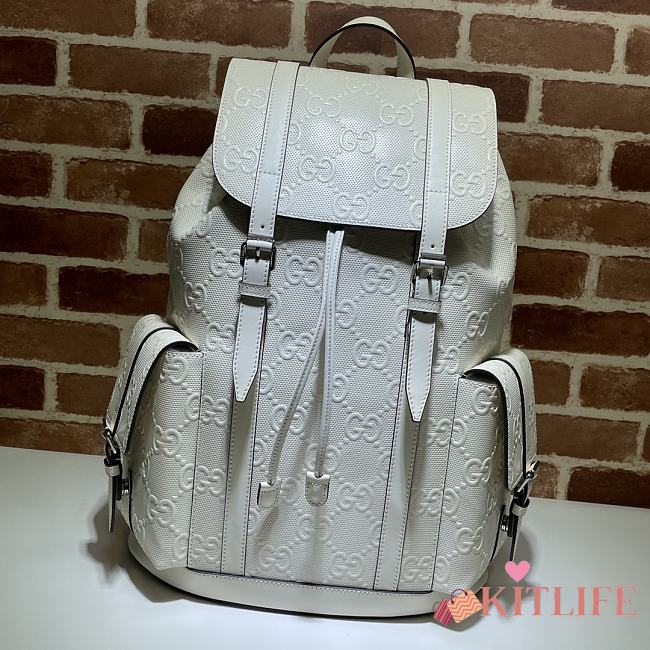 Forubags Gucci GG Embossed Backpack White - 625770 – 41×34×12cm - 1