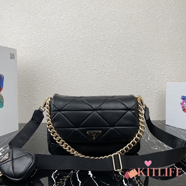 Forubags Prada System Nappa Leather Patchwork Bag Black - 1BD291 –28×18x7.5 cm - 1