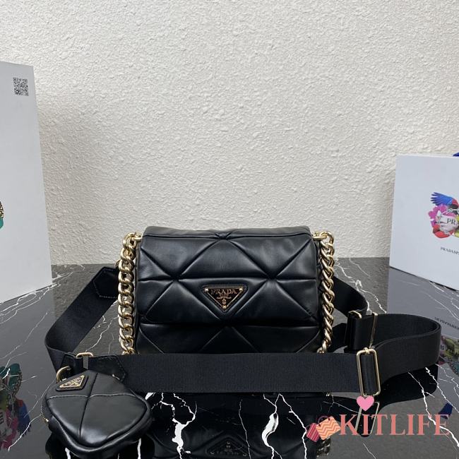 Forubags Prada System Nappa Leather Patchwork Mini Bag Black - 1BD292 –21×16x7 cm - 1