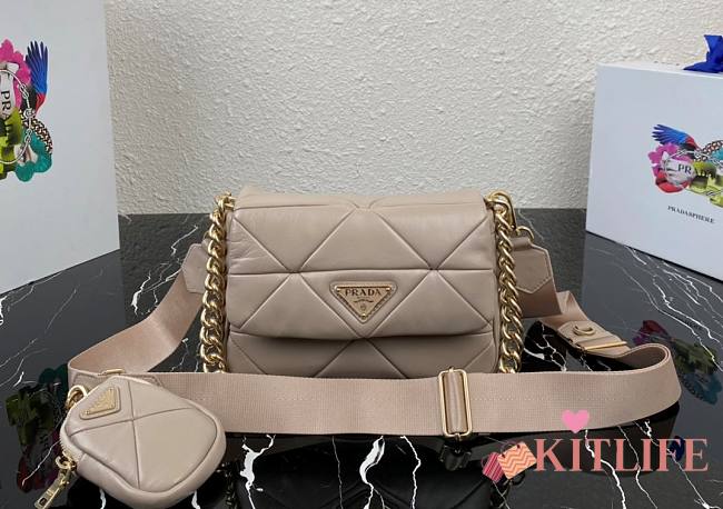 Forubags Prada System Nappa Leather Patchwork Mini Bag Beige - 1BD292 –21×16x7 cm - 1