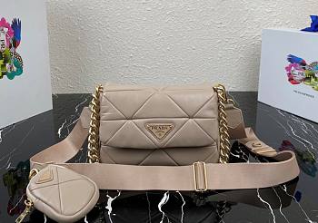 Forubags Prada System Nappa Leather Patchwork Mini Bag Beige - 1BD292 –21×16x7 cm