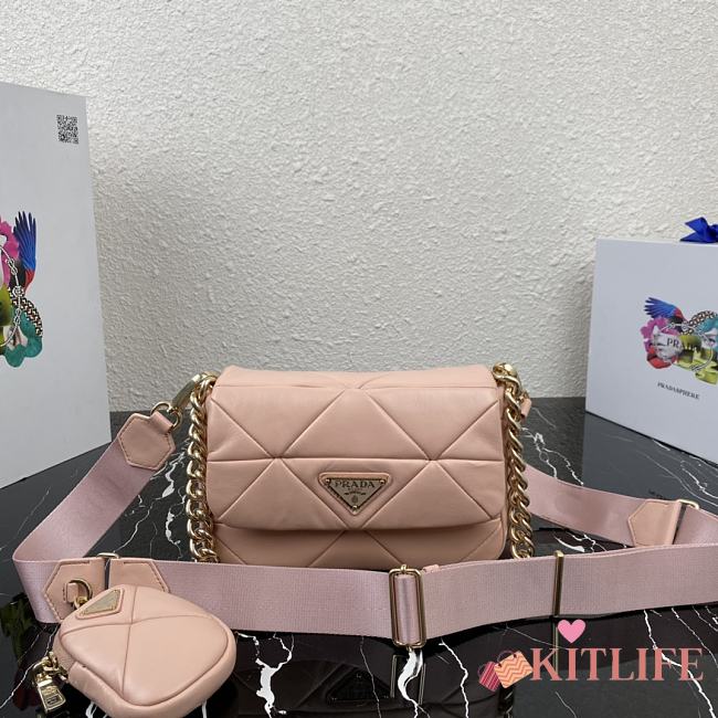 Forubags Prada System Nappa Leather Patchwork Mini Bag Pink - 1BD292 –21×16x7 cm - 1