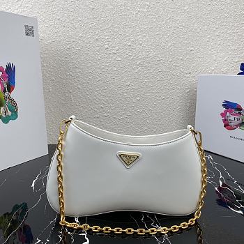 Forubags Prada Leather Chain Hobo Bag White - 1BC148 –25.5×15.5x4 cm