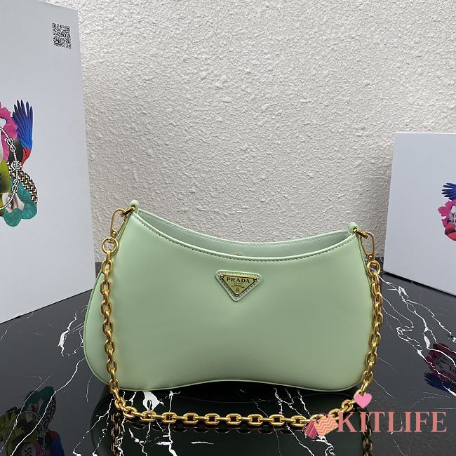 Forubags Prada Leather Chain Hobo Bag Mint - 1BC148 –25.5×15.5x4 cm - 1