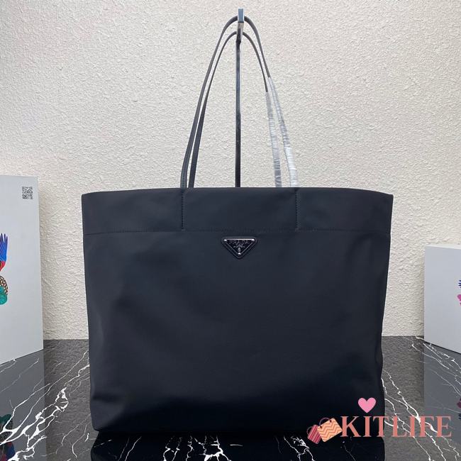 Forubags Prada Re-Nylon and Saffiano Leather Tote Bag Black - 1BG107 – 40×34x16 cm - 1