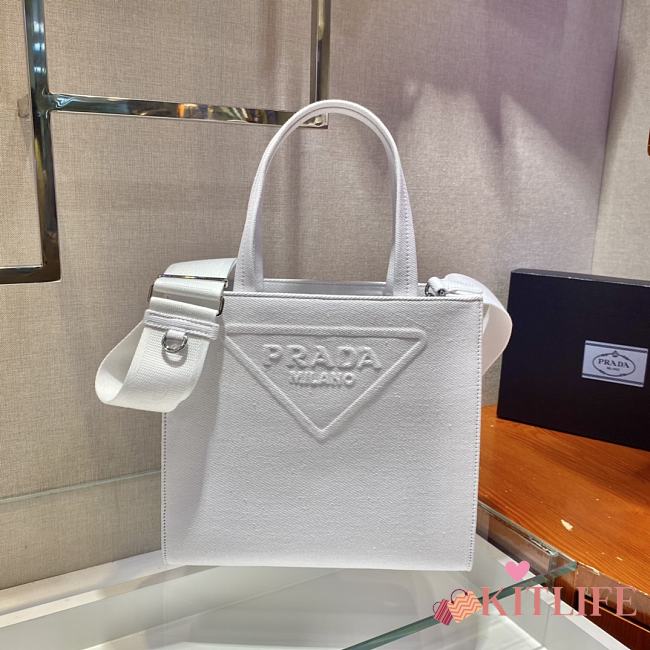 Forubags Prada Drill Tote Bag White - 1BG382 – 26×23.5x9 cm - 1