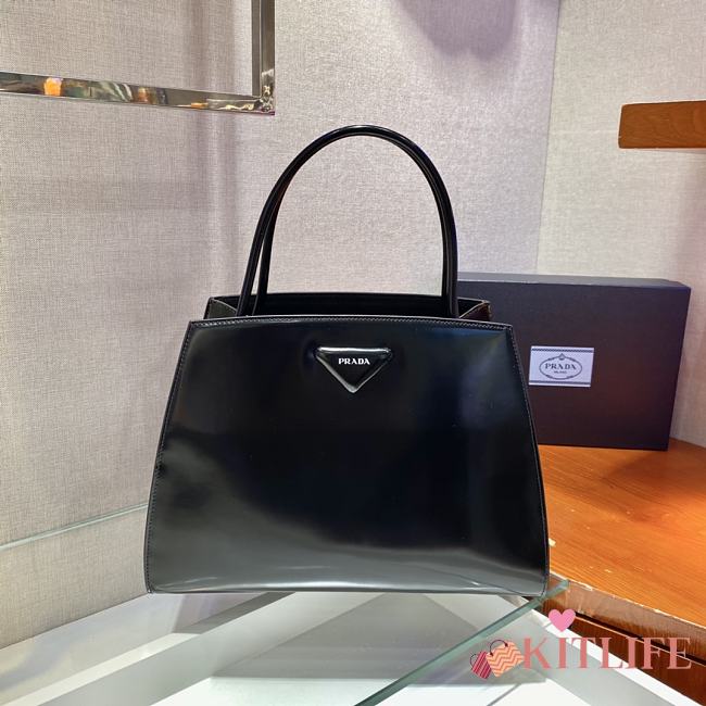 Forubags Prada Brushed Leather Handbag Black - 1BA328 – 31x14.5×23 cm - 1