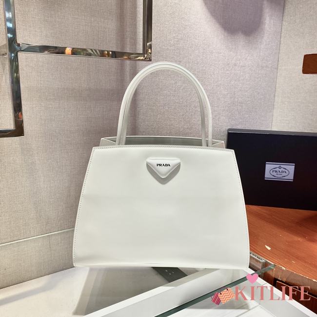 Forubags Prada Brushed Leather Handbag White - 1BA328 – 31x14.5×23 cm - 1