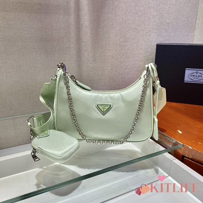 Forubags Prada Re-Edition 2005 Nylon Shoulder Bag Cornflower Mint - 1BH204 – 22x12×6 cm - 1