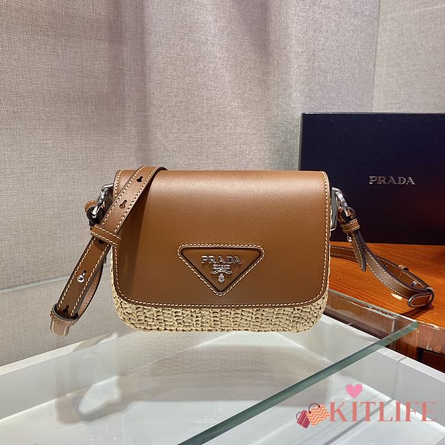 Forubags Prada Raffia and Leather Shoulder Bag - 1BD243 – 20x15×6.5 cm - 1