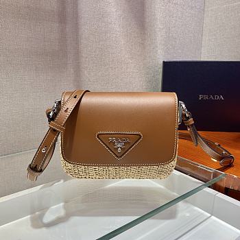 Forubags Prada Raffia and Leather Shoulder Bag - 1BD243 – 20x15×6.5 cm