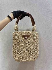Forubags Prada Corn Husk and Leather Tote - 1BG327 – 23x26×5 cm - 2