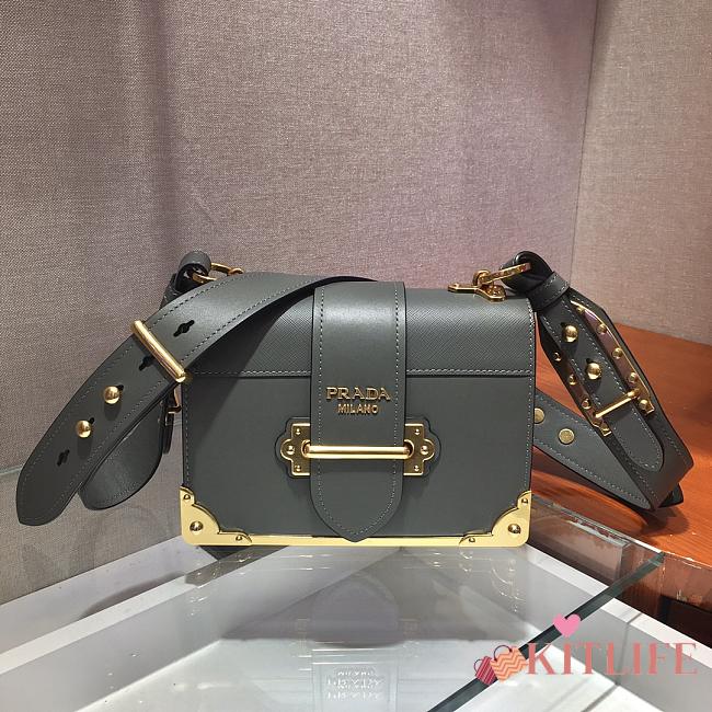 Forubags Prada Cahier Leather Bag Grey - 1BD045 – 19x14×9 cm - 1