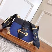 Forubags Prada Cahier Leather Bag Sea Blue/ Black - 1BD045 – 19x14×9 cm - 1
