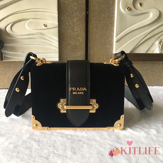 Forubags Prada Cahier Velvet Leather Black - 1BD045 – 20x14×8.5 cm - 1