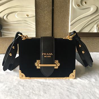 Forubags Prada Cahier Velvet Leather Black - 1BD045 – 20x14×8.5 cm