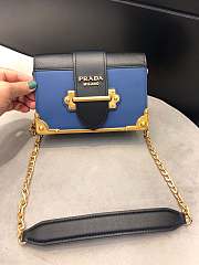 Forubags Prada Cahier Leather Sea Blue/ Black - 1BH018 – 18x11.5×4 cm - 1