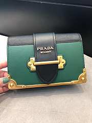 Forubags Prada Cahier Leather Sea Green/ Black - 1BH018 – 18x11.5×4 cm - 1