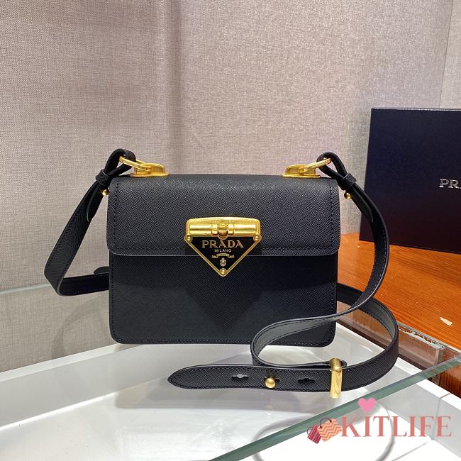 Forubags Prada Saffiano Leather Prada Symbole Bag Black- 1BD270 – 20x14x7 cm - 1