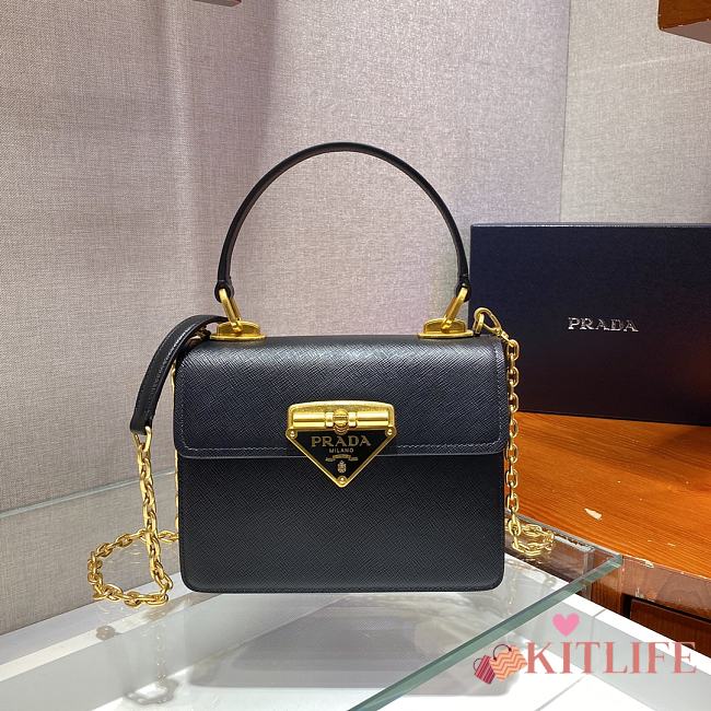 Forubags Prada Saffiano Leather Prada Symbole HandBag Black - 1BD021 – 20x17x8.5 cm - 1