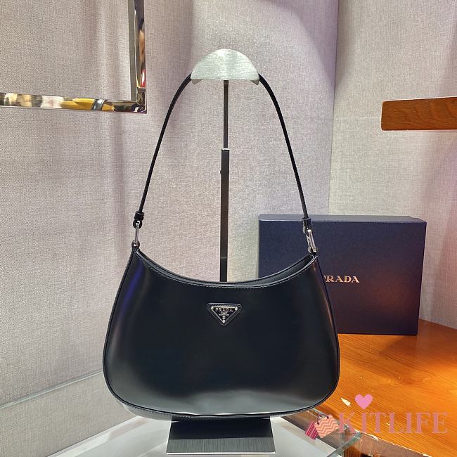 Forubags Prada Cleo Brushed Leather Shoulder Bag Black - 1BC499 – 26.5x15x4 cm - 1