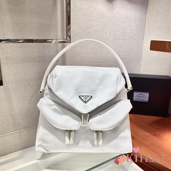 Forubags Prada Signaux Nylon And Leather Hobo Bag White - 1BC160 – 34x27x15 cm - 1