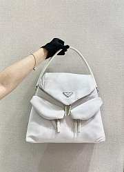 Forubags Prada Signaux Nylon And Leather Hobo Bag White - 1BC160 – 34x27x15 cm - 6