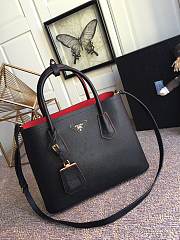 Forubags Prada Medium Saffiano Leather Double Bag Black/Fiery Red - 1BG775 – 33x24.5x14 cm - 2