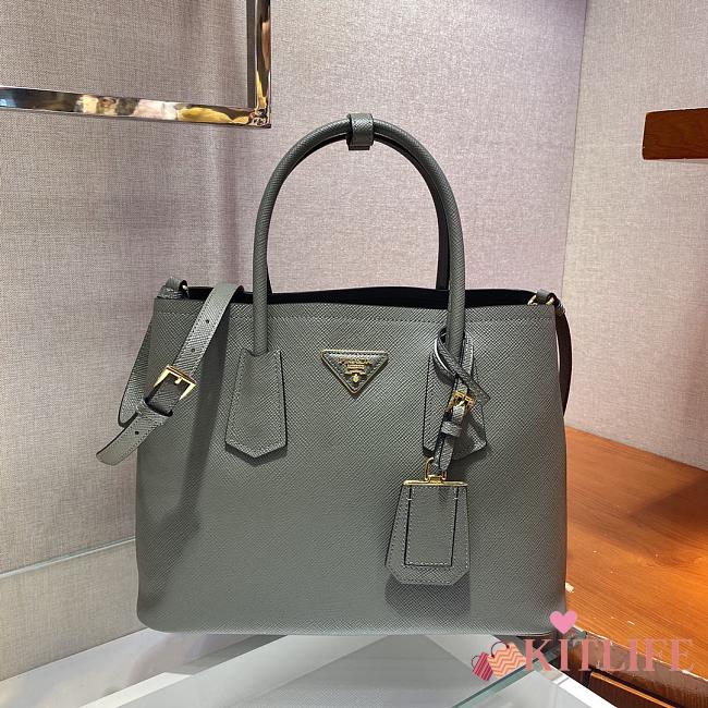 Forubags Prada Medium Saffiano Leather Double Bag Clay/Black - 1BG775 – 33x24.5x14 cm - 1