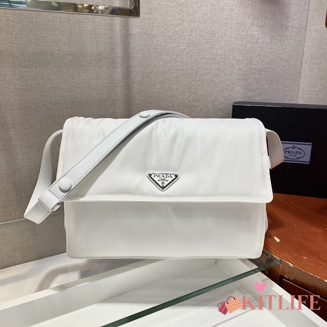 Forubags Prada Medium Padded Nylon Shoulder Bag White - 1BD255 –21.5x12x30 cm - 1
