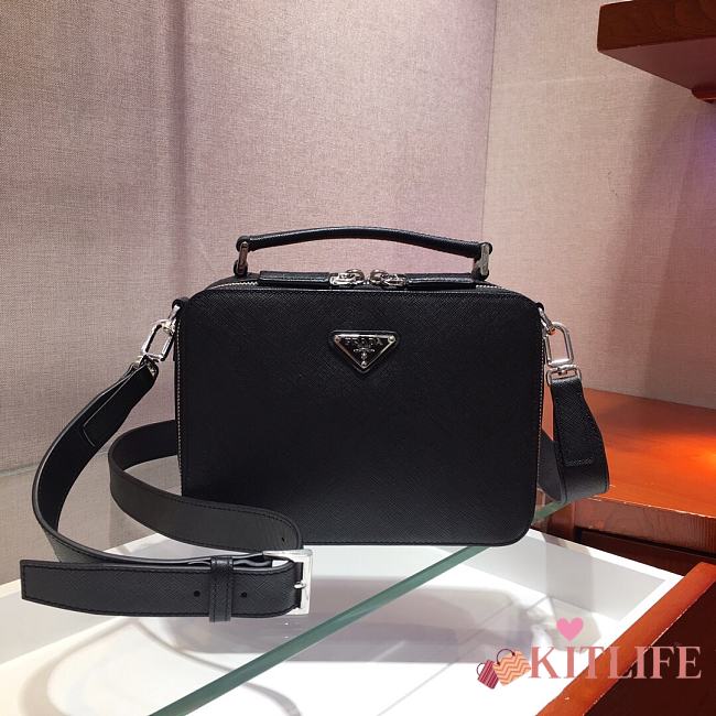 Forubags Prada Brique Saffiano Leather Cross-Body Bag Black - 2VH069 –22x16x6 cm - 1