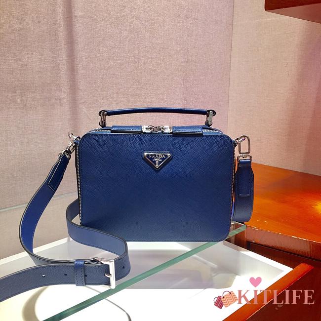 Forubags Prada Brique Saffiano Leather Cross-Body Bag Blue - 2VH069 –22x16x6 cm - 1