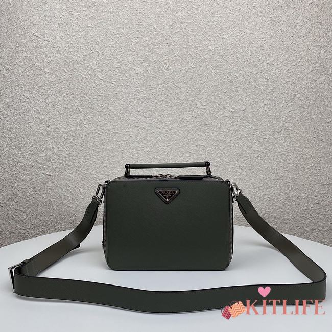 Forubags Prada Brique Saffiano Leather Cross-Body Bag Dark Green - 2VH069 –22x16x6 cm - 1