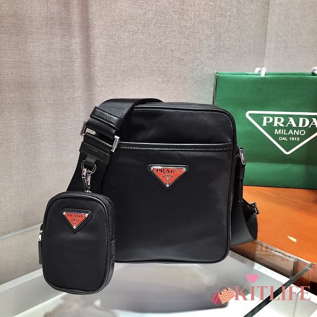 Forubags Prada Nylon and Saffiano Leather Bag with Strap Red Logo- 2VH112 –20x16x5 cm - 1