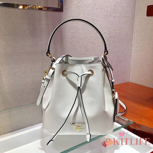 Forubags Prada Saffiano Leather Bucket Bag White - 1BZ032 –22x22x14 cm - 1