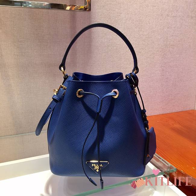 Forubags Prada Saffiano Leather Bucket Bag Dark Blue - 1BZ032 –22x22x14 cm - 1