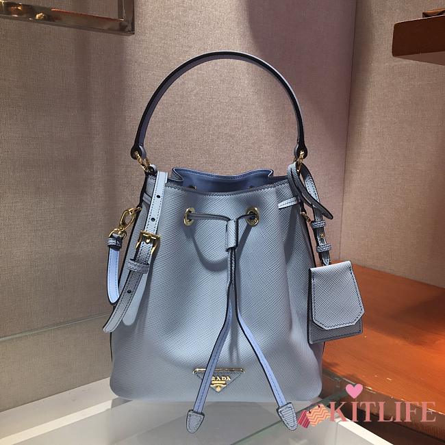 Forubags Prada Saffiano Leather Bucket Bag Light Blue - 1BZ032 –22x22x14 cm - 1