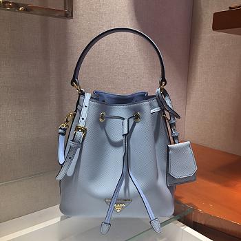 Forubags Prada Saffiano Leather Bucket Bag Light Blue - 1BZ032 –22x22x14 cm