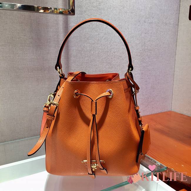 Forubags Prada Saffiano Leather Bucket Bag Orange - 1BZ032 –22x22x14 cm - 1