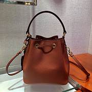 Forubags Prada Saffiano Leather Bucket Bag Brown- 1BZ032 –22x22x14 cm - 4