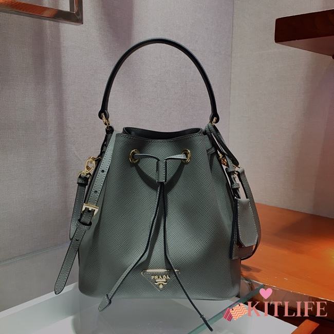 Forubags Prada Saffiano Leather Bucket Bag Gray - 1BZ032 –22x22x14 cm - 1